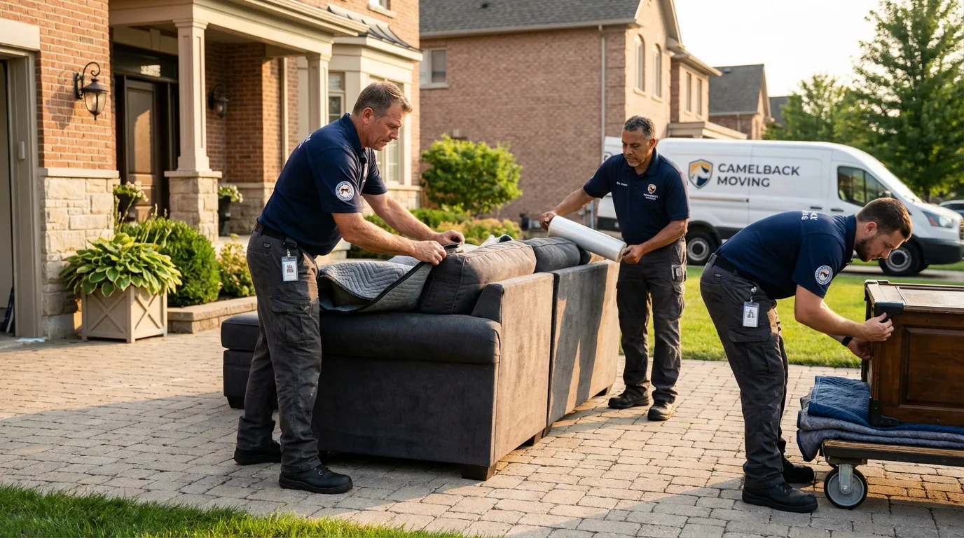 Large estate moving crew wrapping furniture in Girard, IL